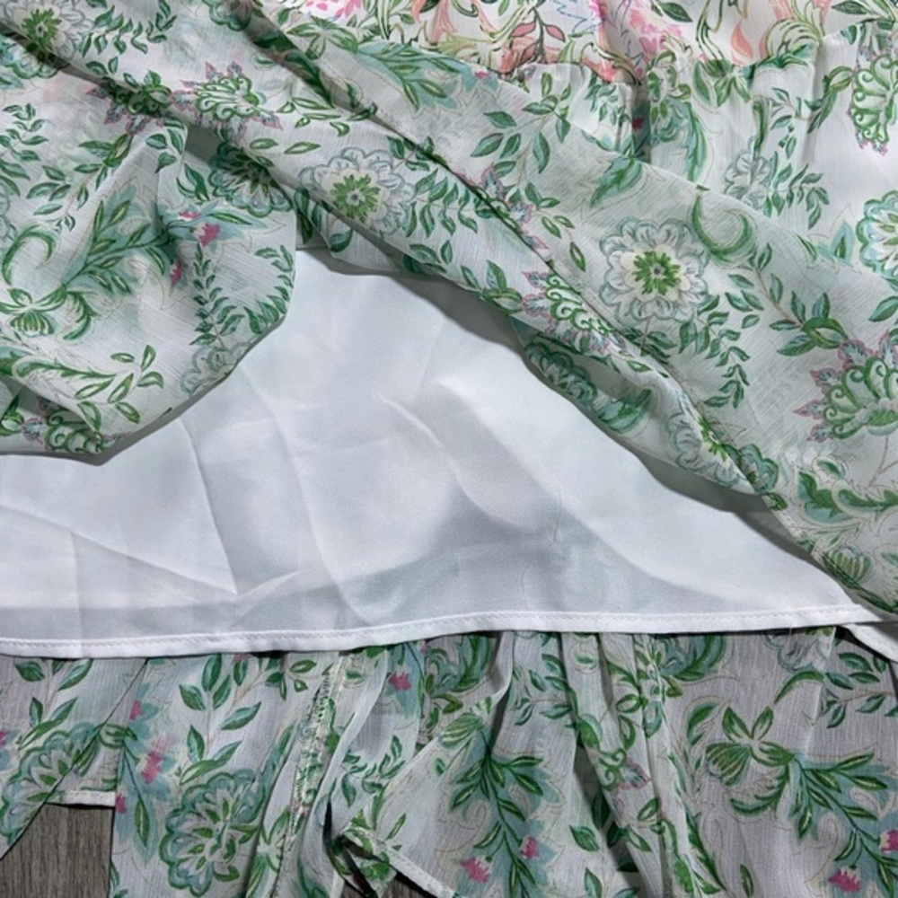 House of Harlow 1960 X Revolve Floral Tiered Flutter Lace Maxi Dress Size Small - Picture 6 of 14